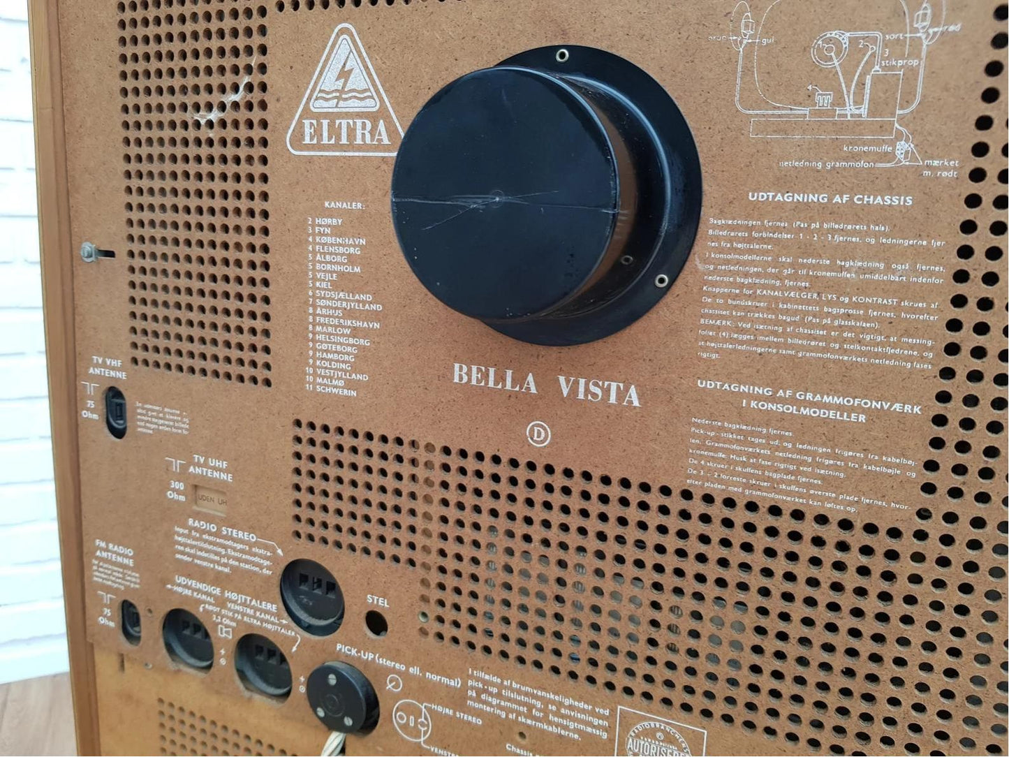 1960s, Vintage Danish cabinet-TV, gramophone, radio, Eltra Bella Vista, teak wood.