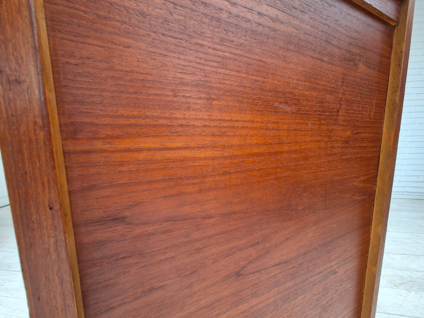 1960s, Danish office cabinet, original condition, teak wood, sliding doors, drawers inside.