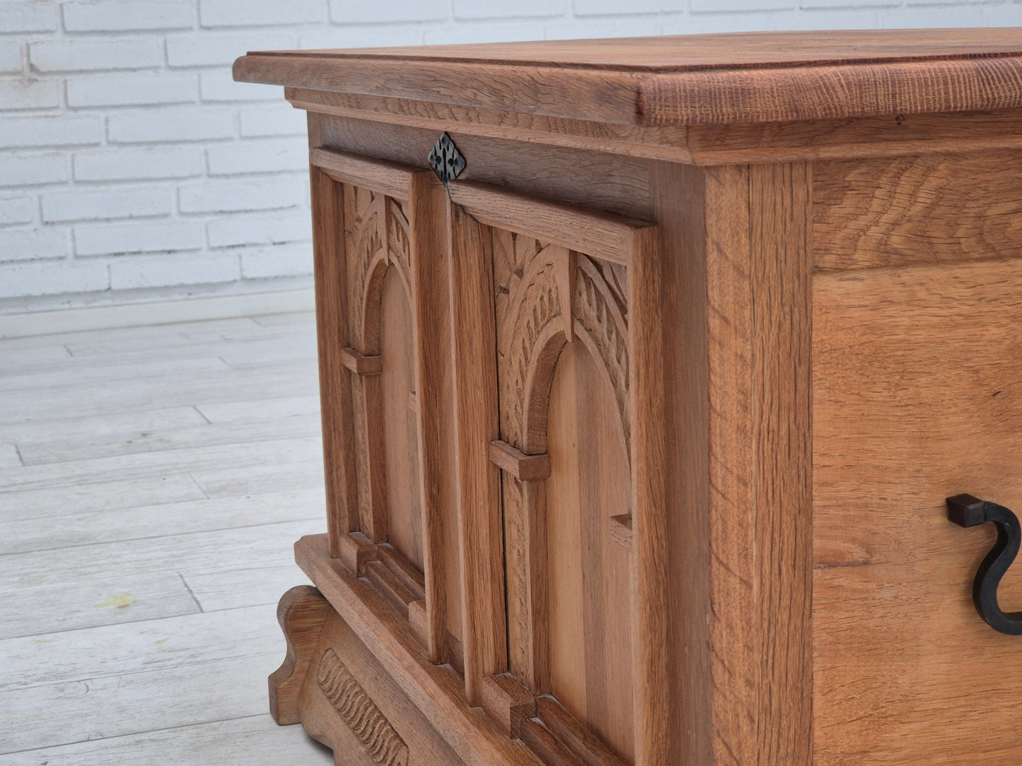 1970s, Danish side box with drawer, solid oak wood.