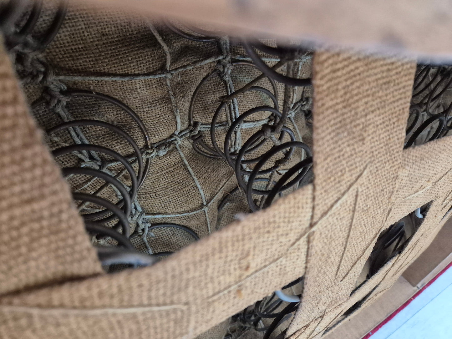 1960s, Danish 2-seater curved sofa, original red furniture fabric.