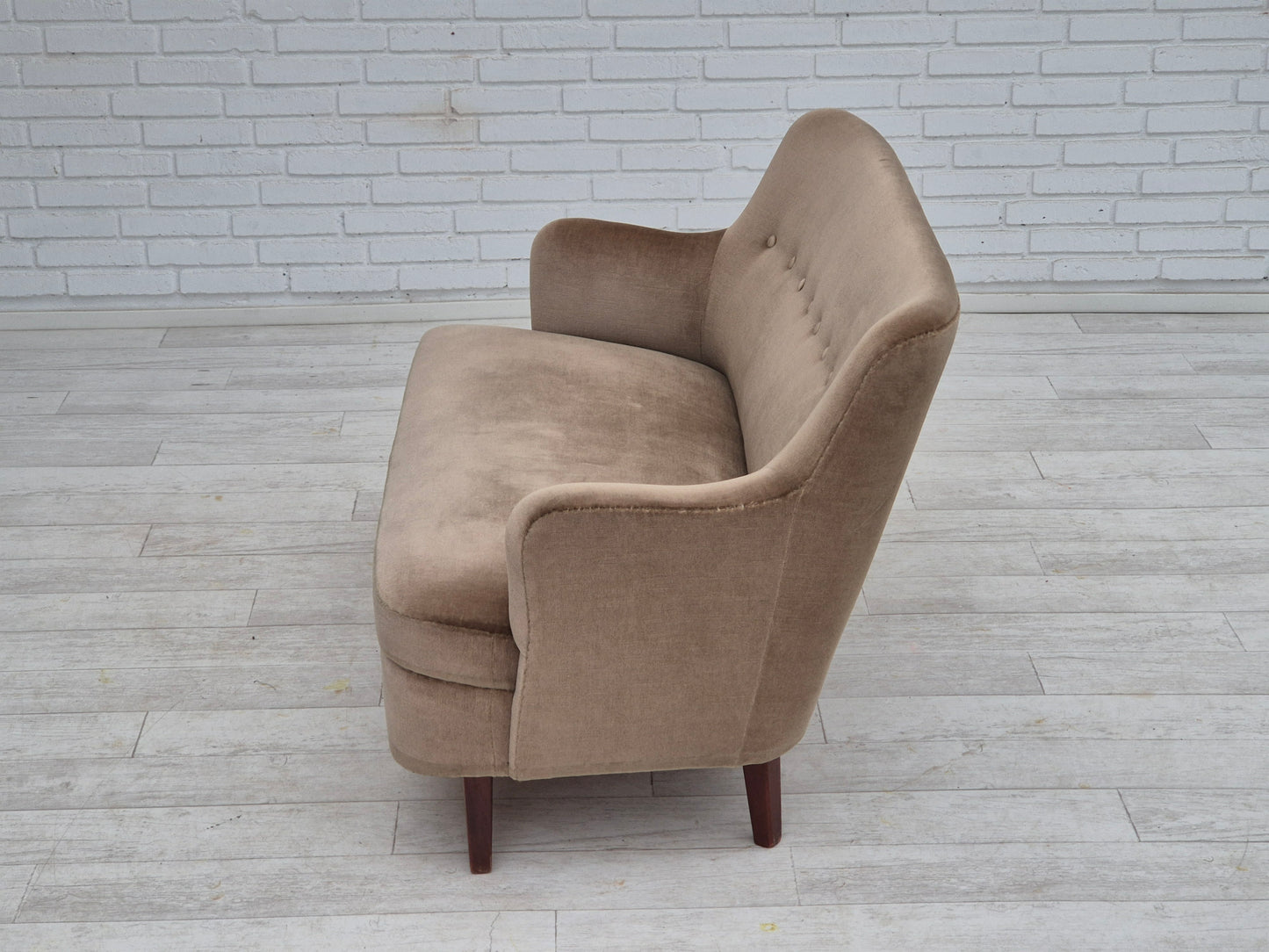 1970s, Danish 2 seater sofa, original condition, green furniture velour.