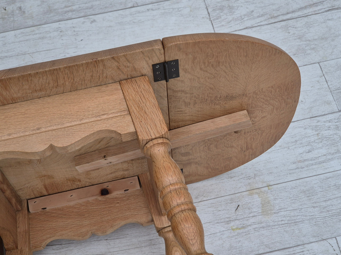 1970s, Danish foldable side table, solid oak wood, original condition.
