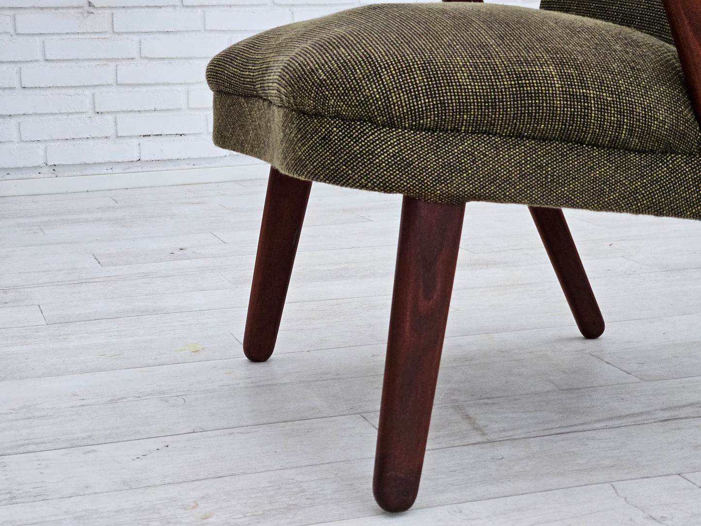 1960s, Danish design by Erhardsen & Andersen, armchair, original condition,furniture wool, teak wood.