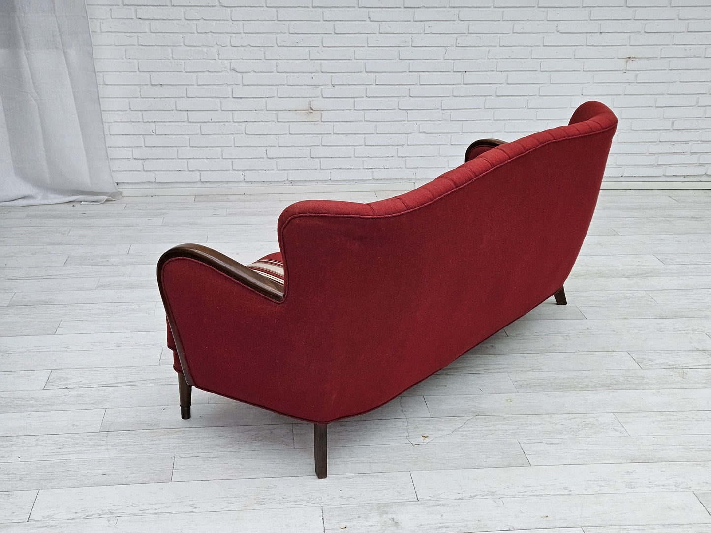 1960s, Danish 3-seater sofa by Alfred Christensen, red furniture wool, original condition.