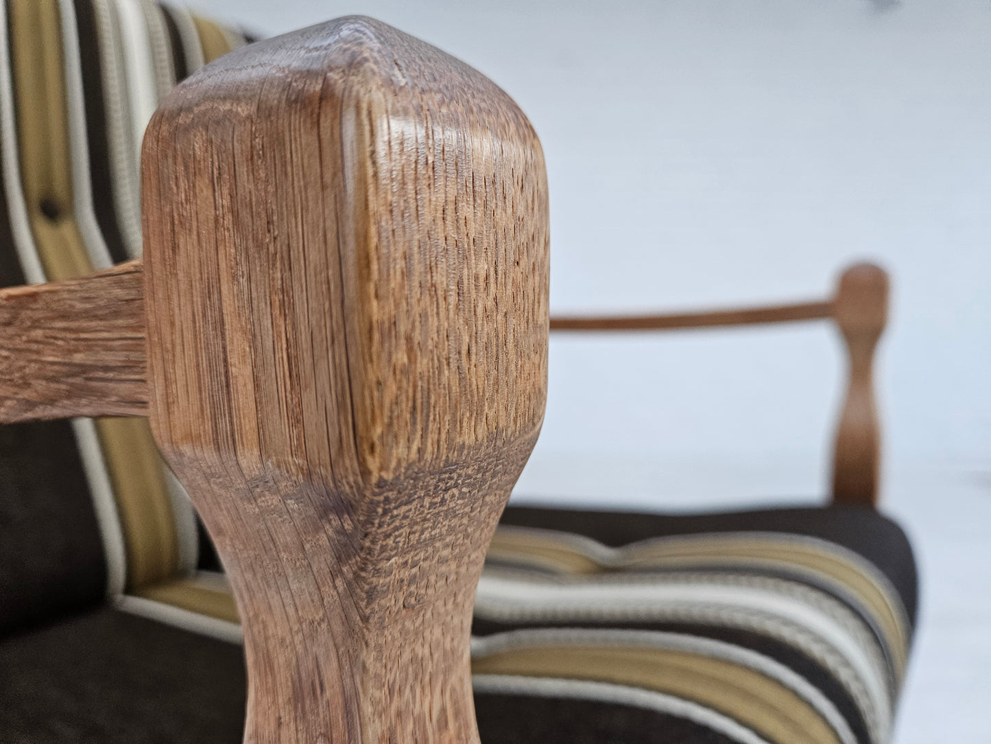 1970s, Danish armchair, furniture wool, solid oak wood, original very good condition.