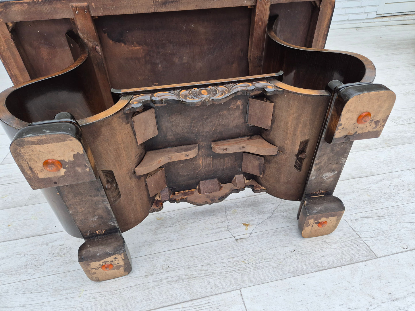 1950s, Danish artdeco coffee table with shelf, ash wood.