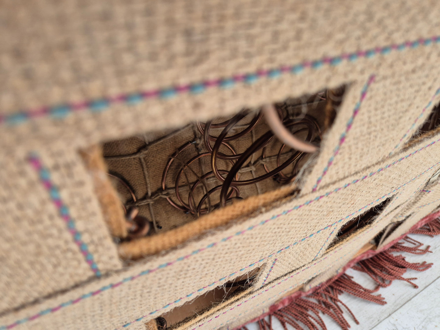 1960s, Danish 3-seater curved sofa, pink-salmon furniture velour, original condition.