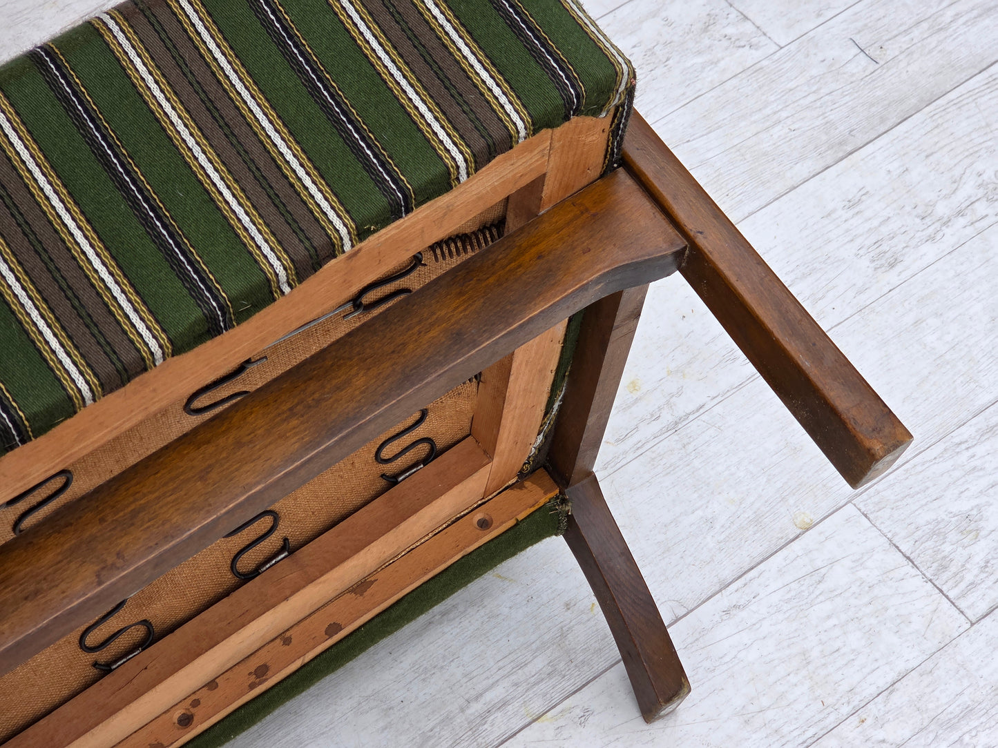 1960s, Danish 2-seater sofa, furniture wool, beech wood, original.