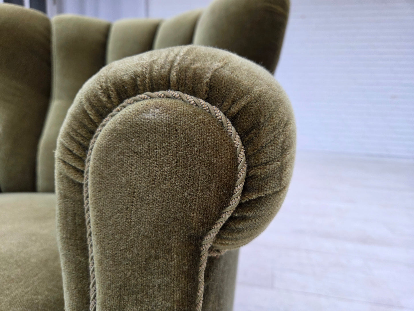 1960s, Danish relax armchair, dark green furniture velour, original condition.