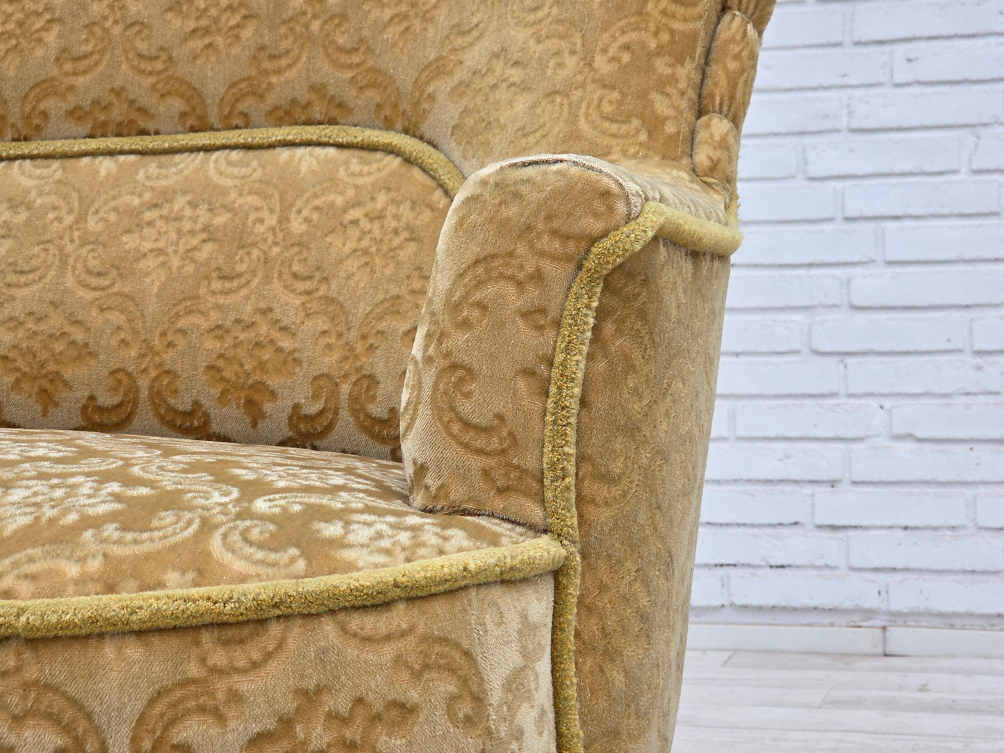 1950s, Danish 2-seater sofa, green/honing furniture velour.