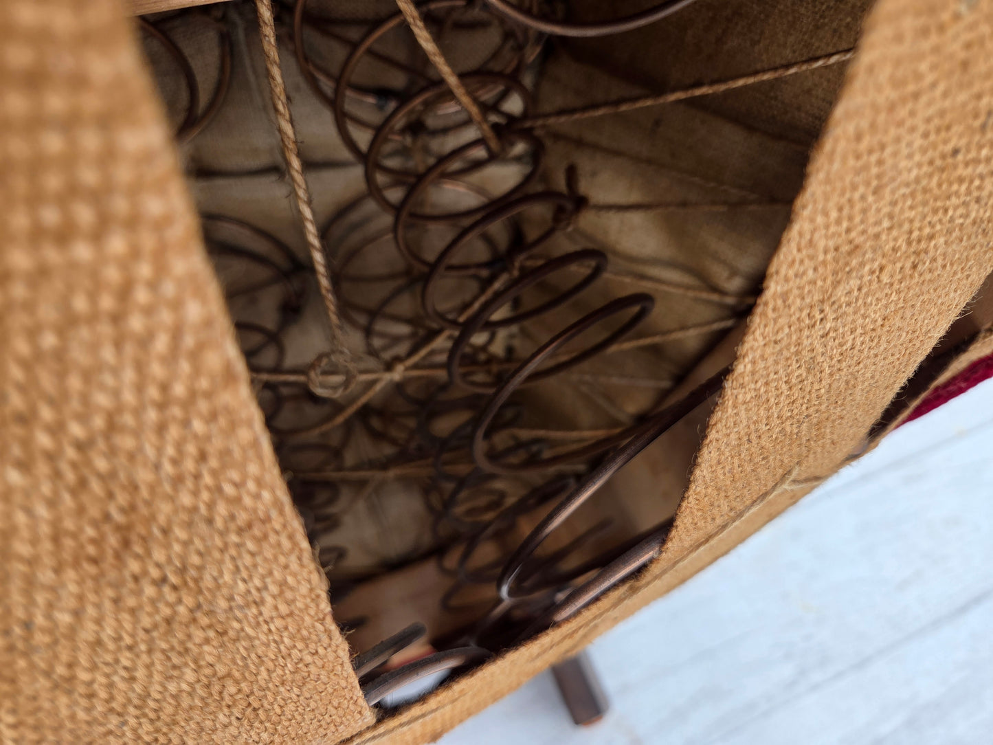 1960s, Danish relax chair, cherry-red furniture velour, oak wood.