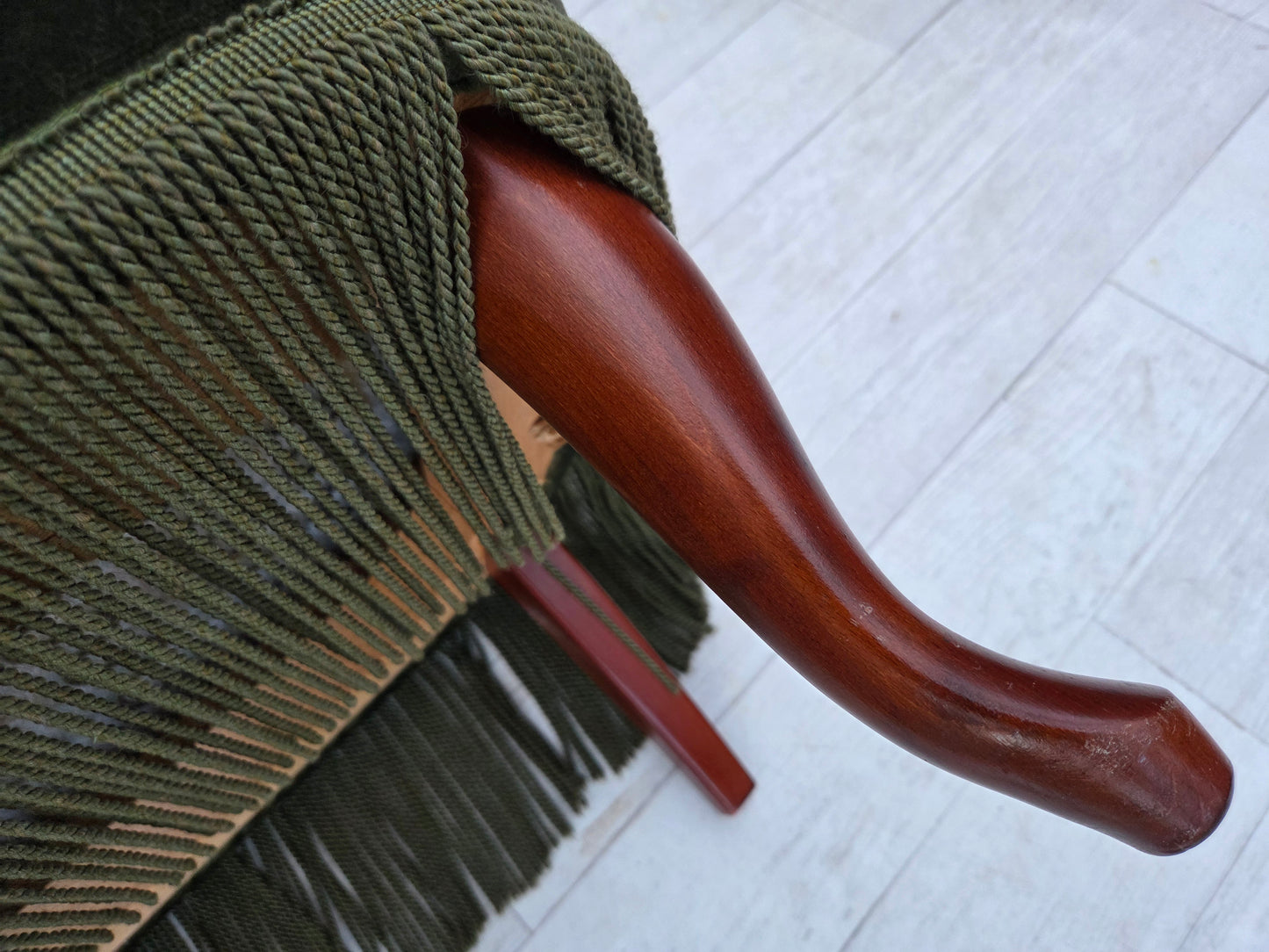 1970s, Danish 3-seater sofa, furniture velour, beech wood legs, original condition.