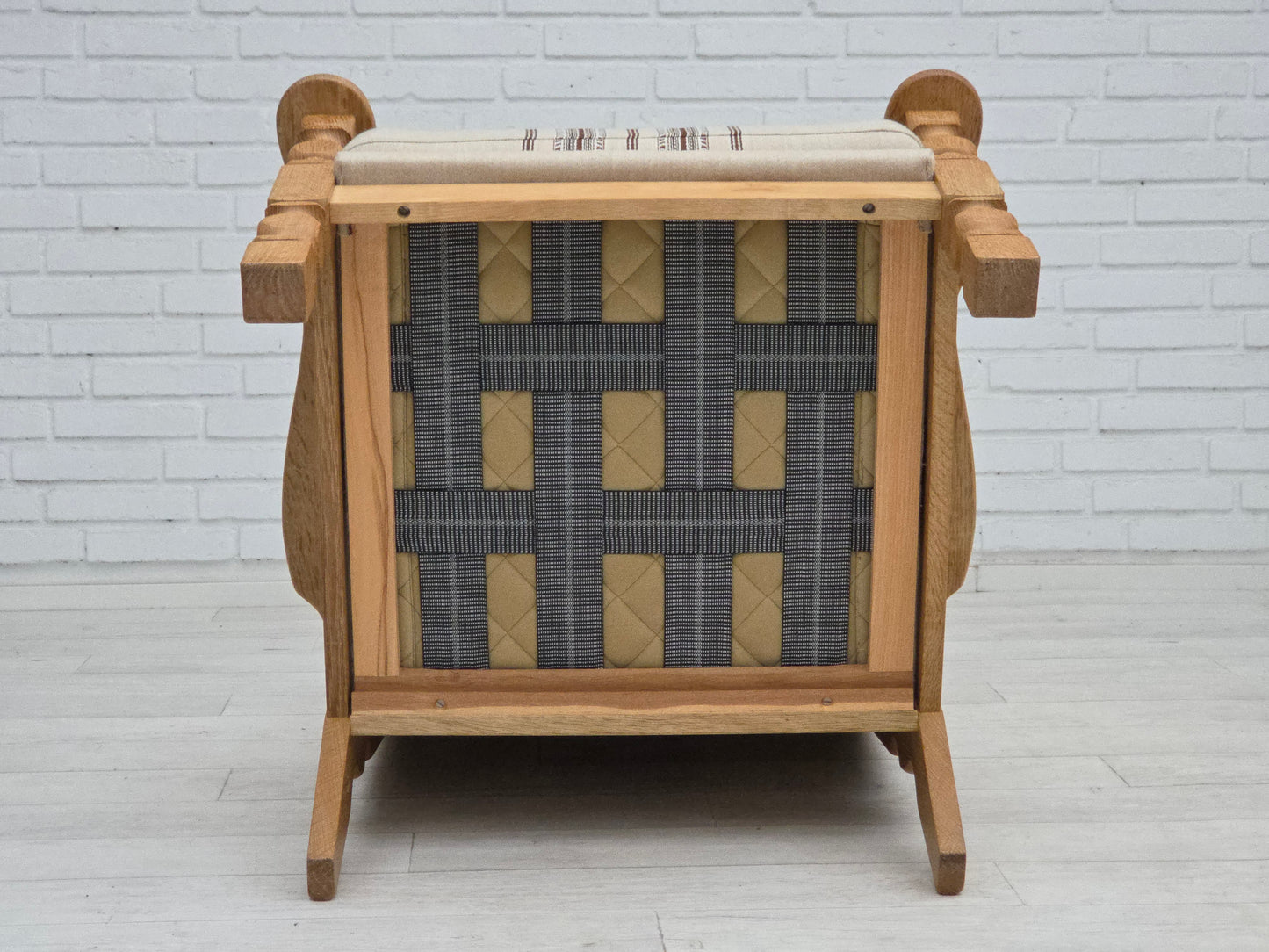 1970s, Danish armchair, furniture wool, solid oak wood.