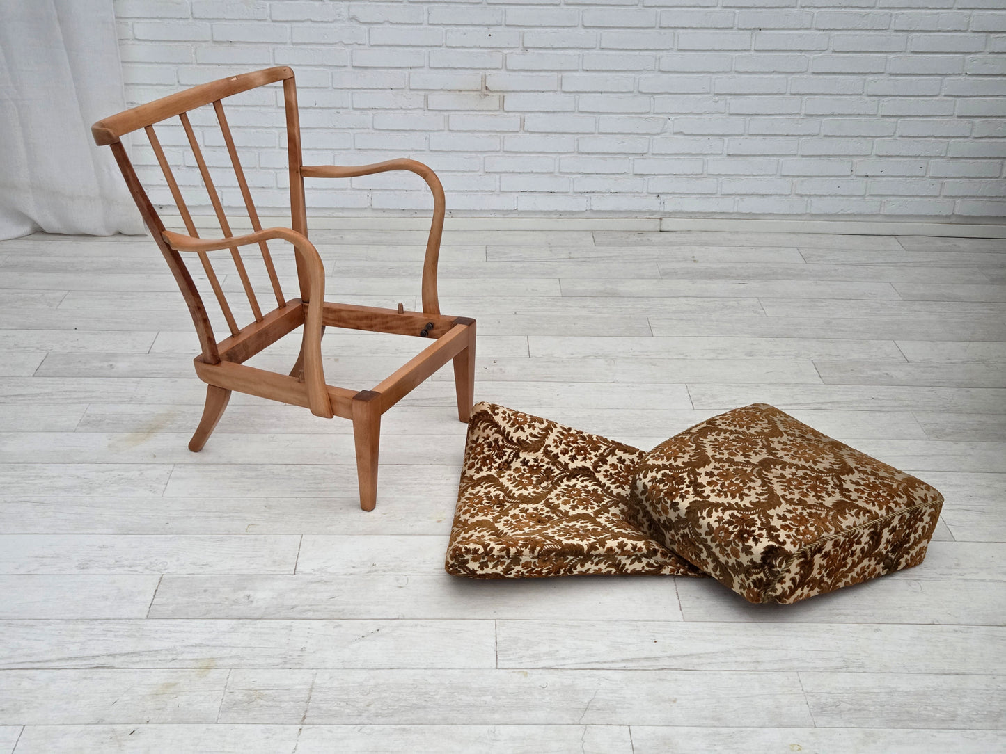 1960s, Danish design by Alfred Christensen, easy chair, model 177, furniture velour, renewed wood.