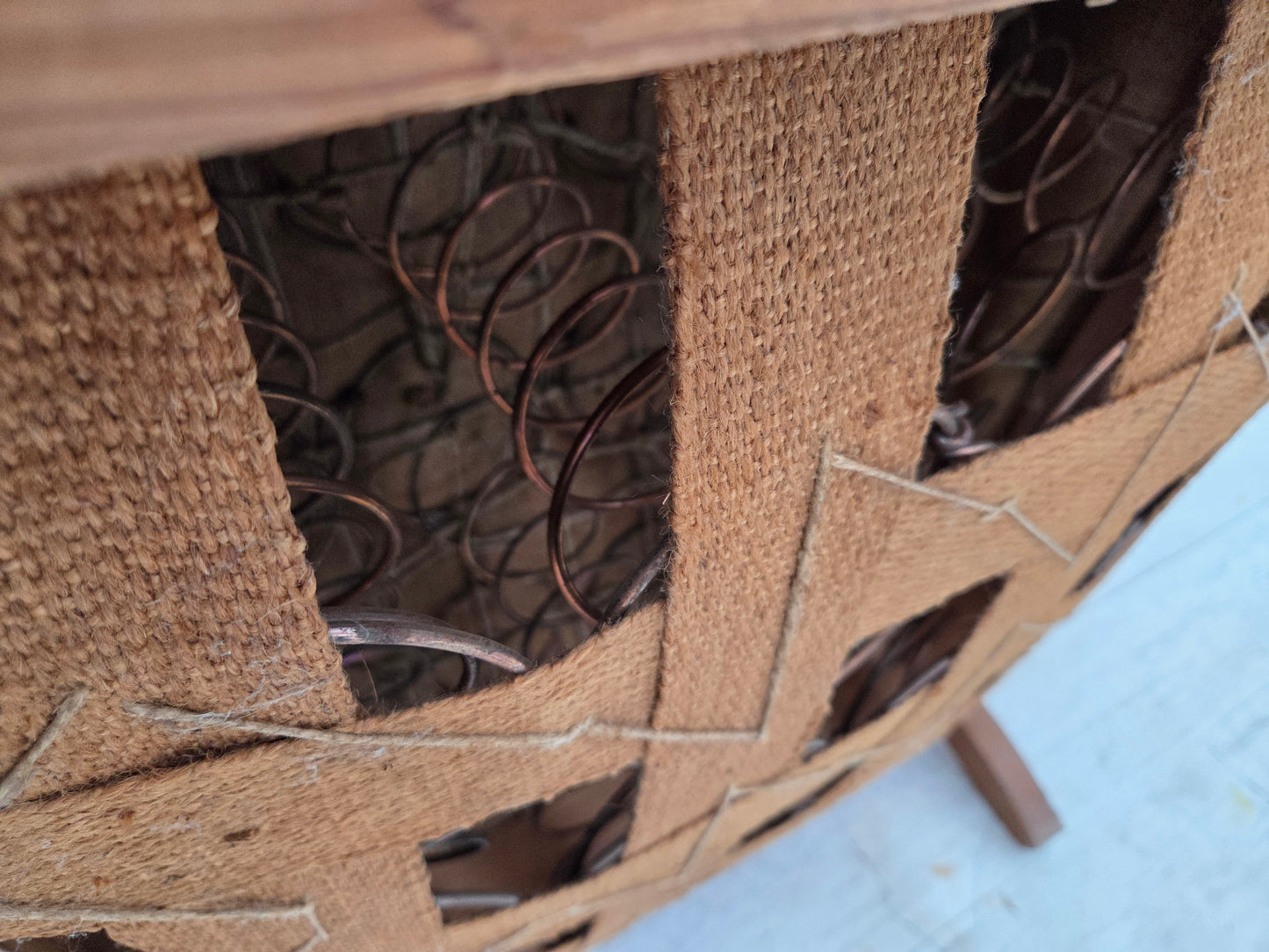 1960s, Danish armchair, red furniture velour, oak wood.