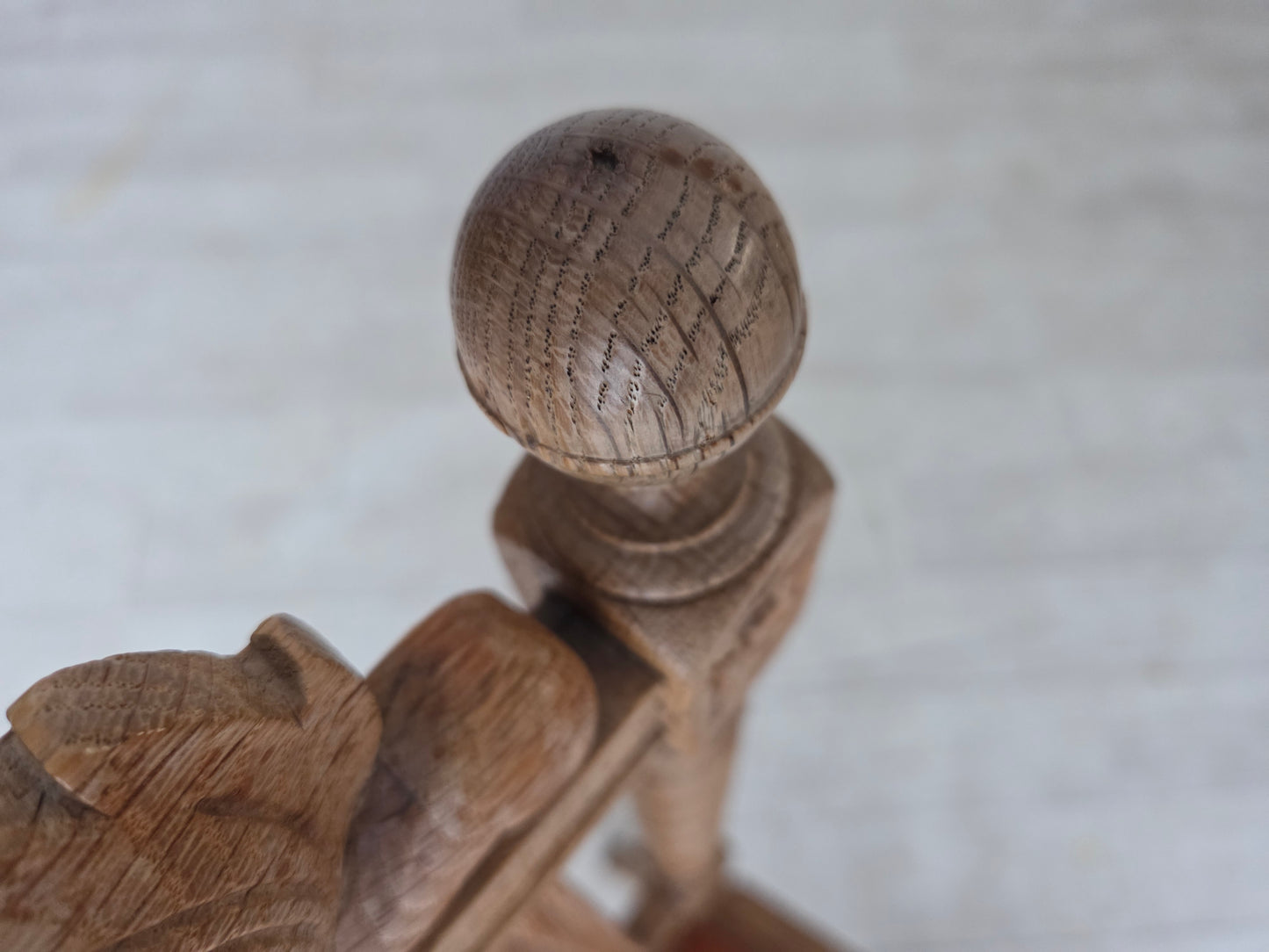 1930s, set of 4 Danish dining chairs, carved oak wood, furniture leather.
