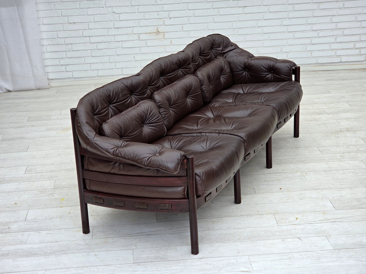 1970s, Scandinavian 3-seater sofa by Arne Norell, furniture leather.