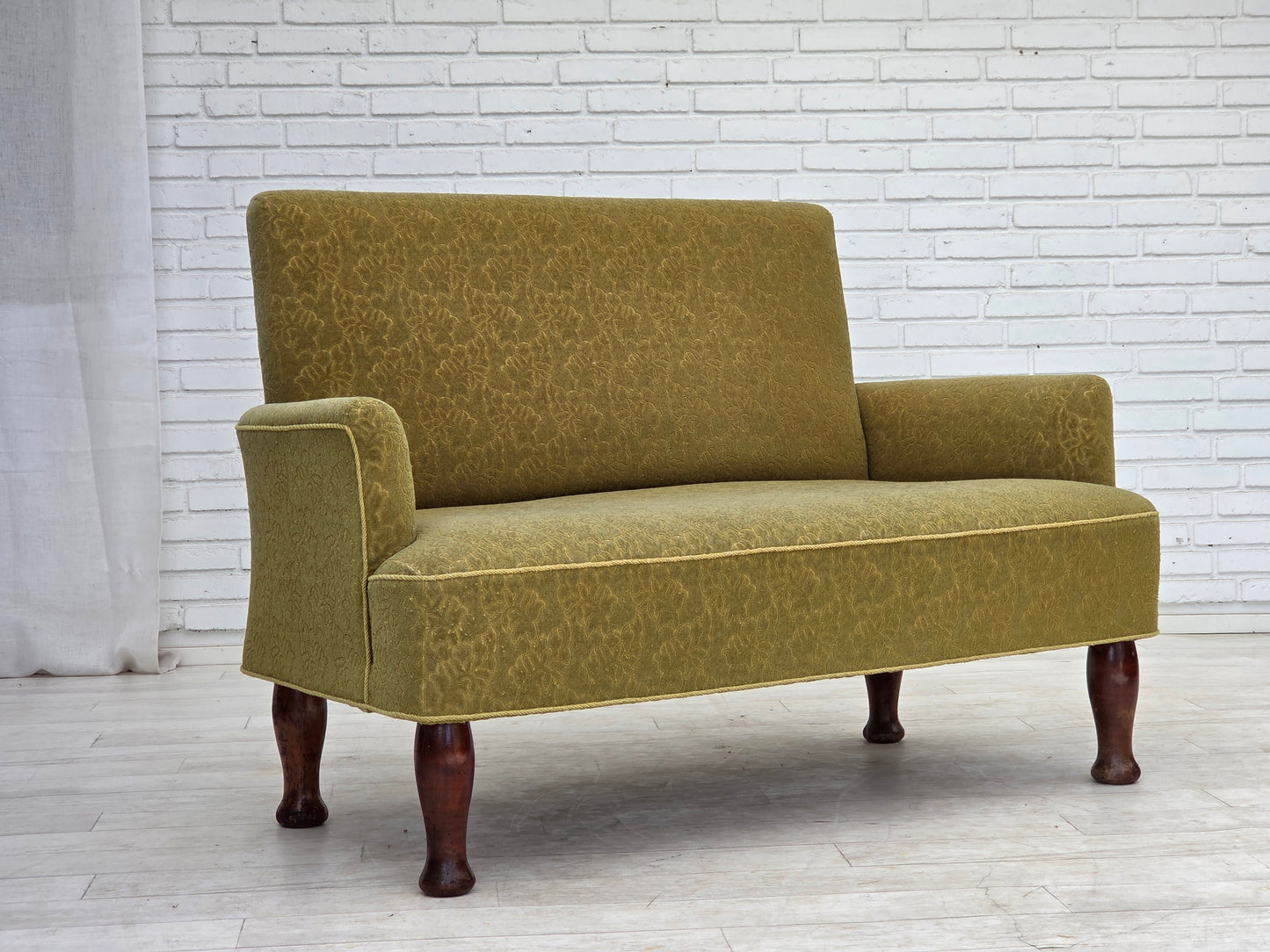 1950s, Danish 2-seater sofa, furniture wool fabric.