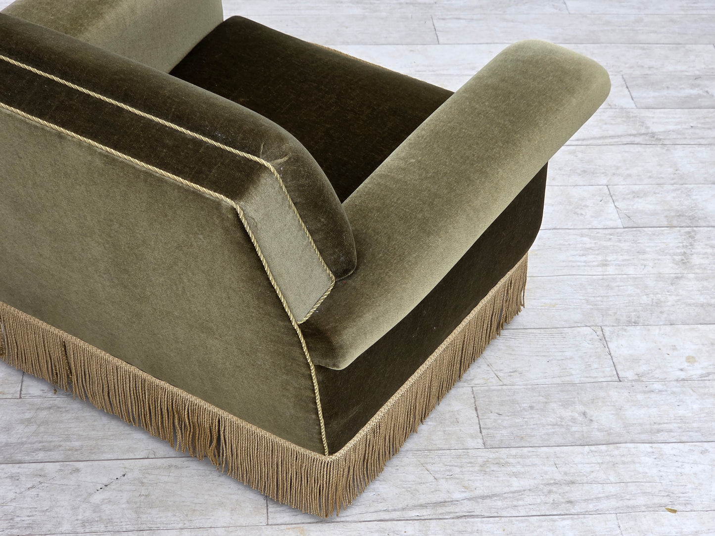 1970s, Danish armchair, original green furniture velour.