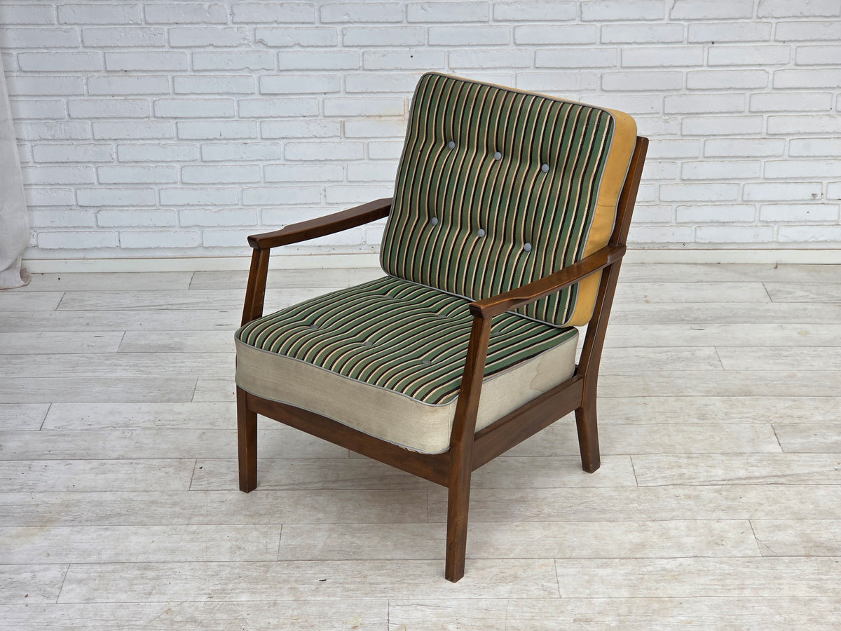 1960s, Danish armchair, furniture wool, beech wood.