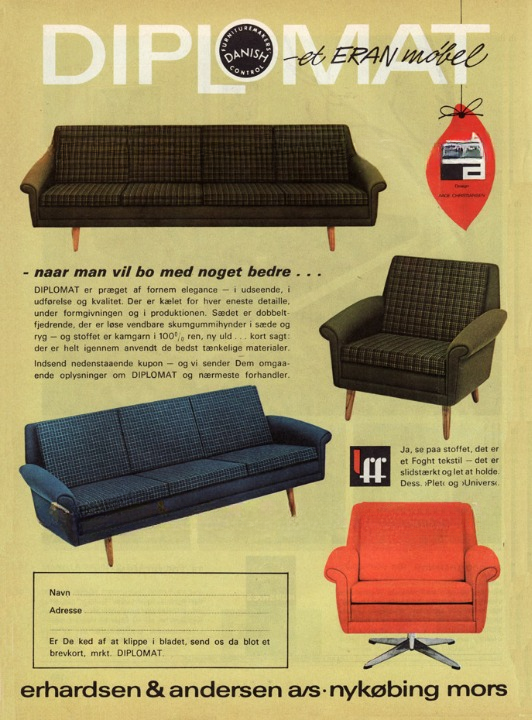 1960s, Danish design by Aage Christiansen, model "Diplomat", lounge chair with footstool.