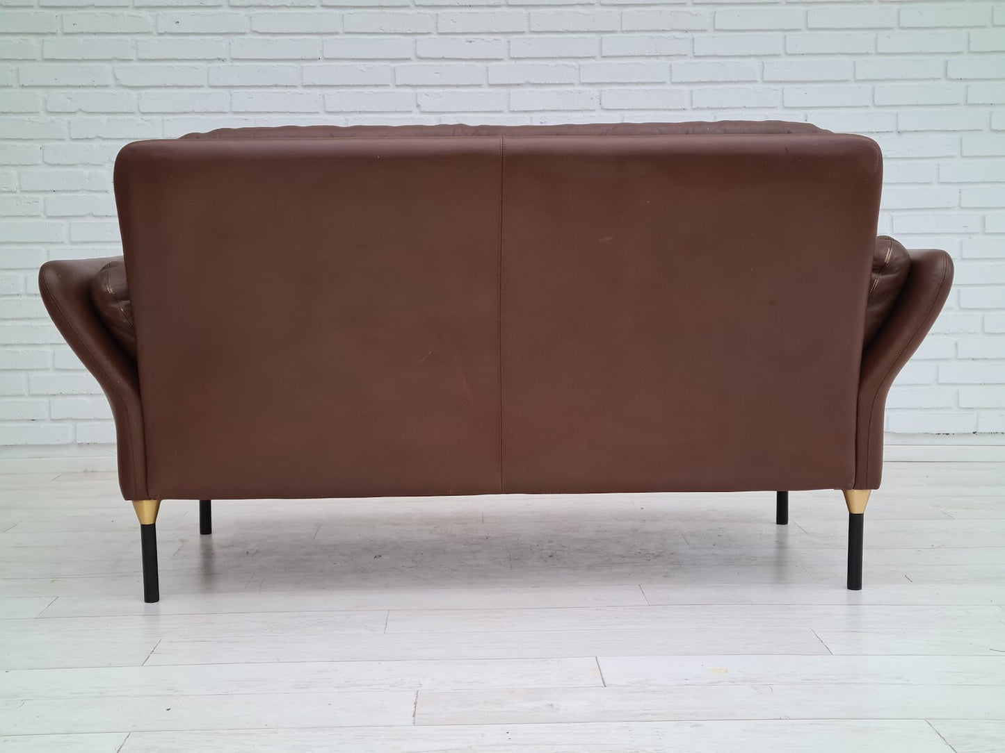 1970s, Danish 2-seater sofa, original brown leather.