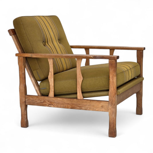 1970s, Danish armchair, furniture wool, solid oak wood.