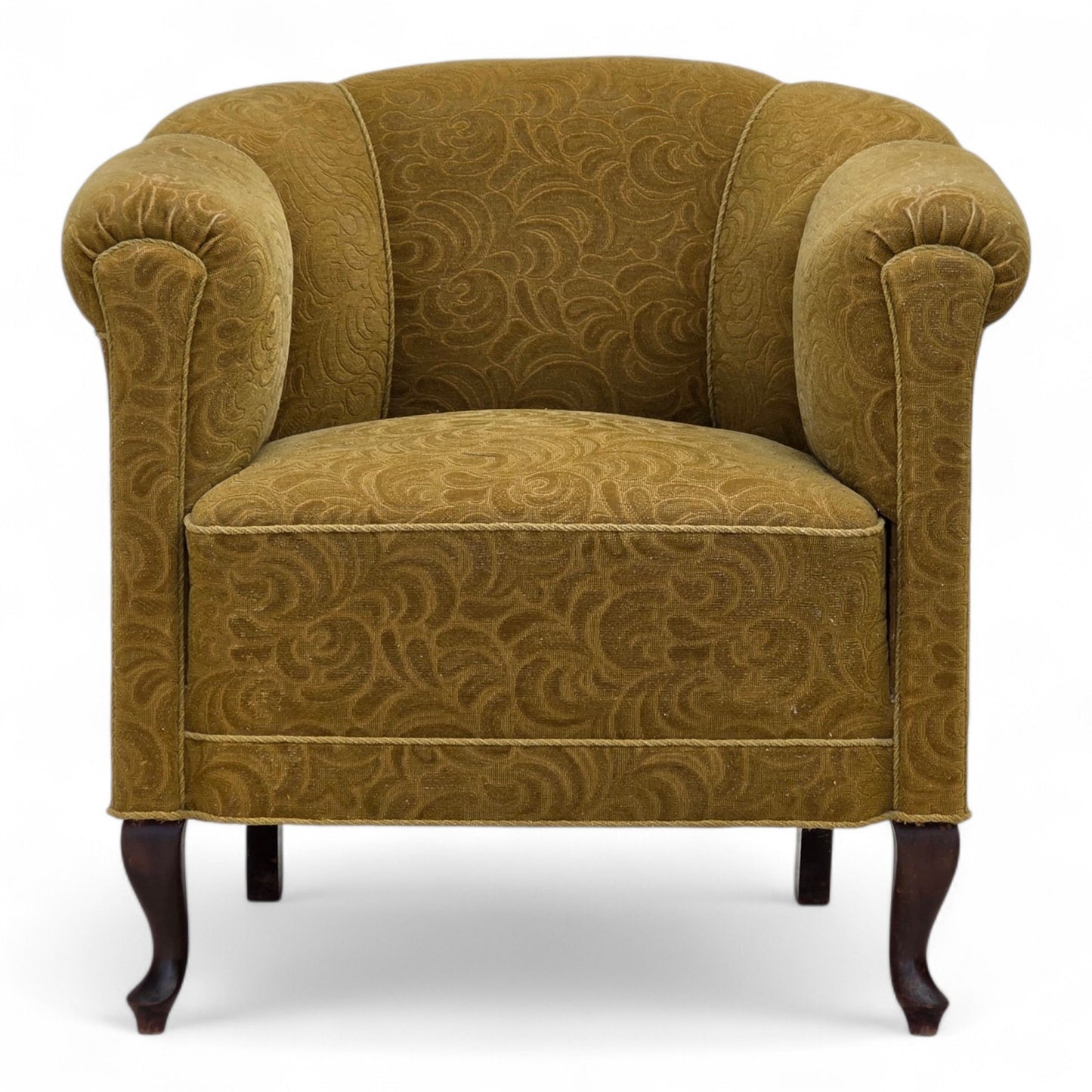 1950s, Danish relax armchair, light green furniture wool, oak wood.