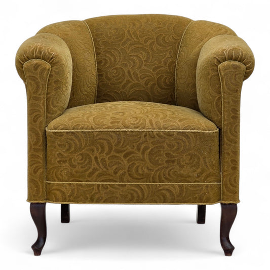 1950s, Danish relax armchair, light green furniture wool, oak wood.