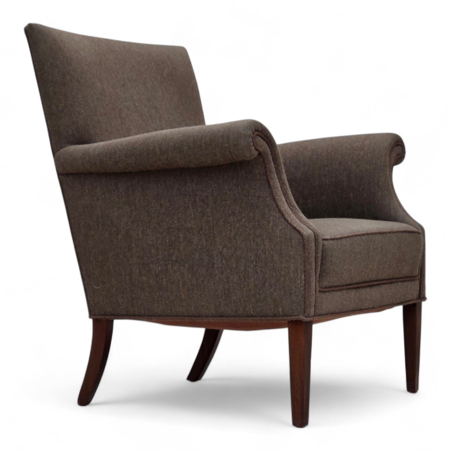 1960s, Danish armchair, furniture wool, ash wood legs.