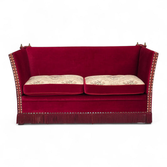 1970s, Danish "Spanish" sofa, furniture velour, ash wood legs.