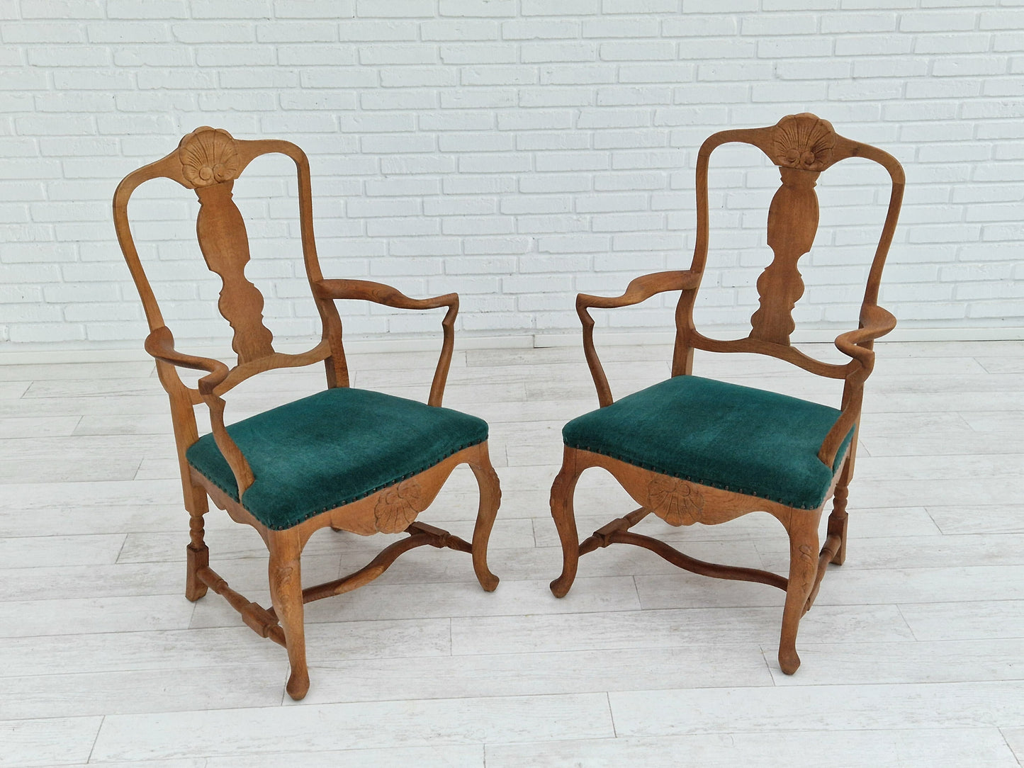 1960s, Danish design, pair of armchairs, oak wood, original very good condition