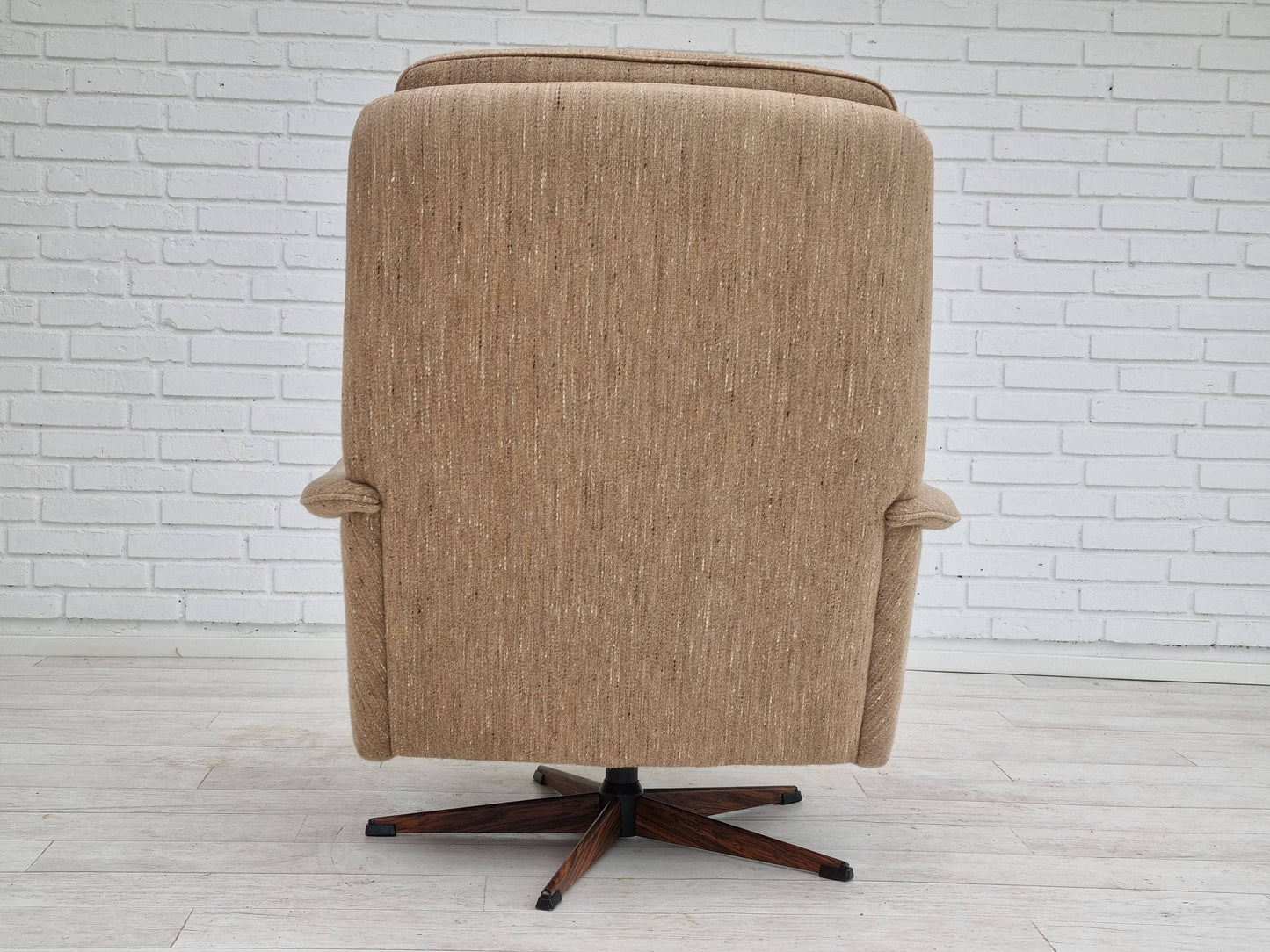 1970s, Danish design by Madsen & Schubell, swivel armchair, footstool, wool, original condition.