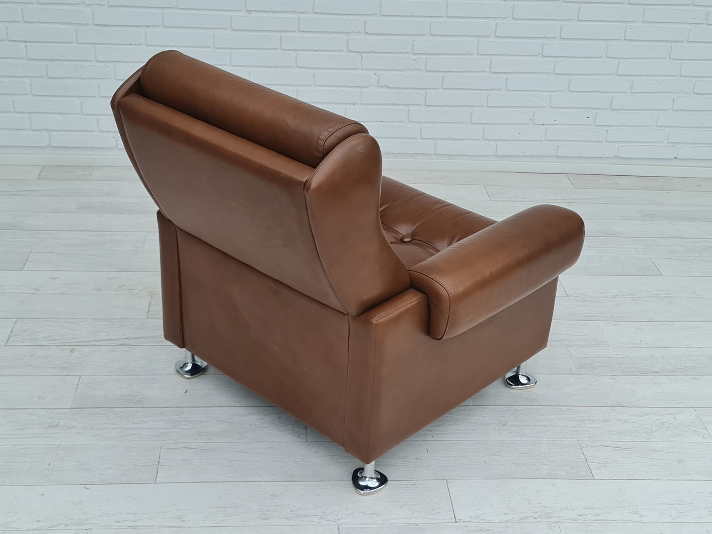 1970s, midcentury Danish leather loungechair, leather, original condition.