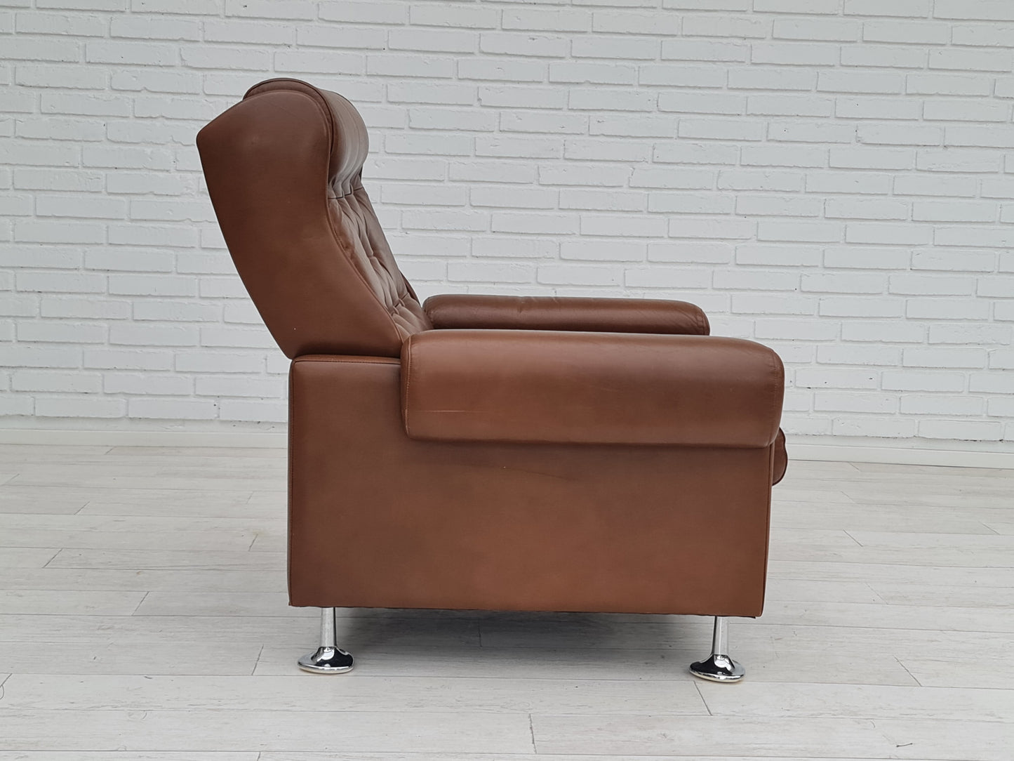 1970s, midcentury Danish leather loungechair, leather, original condition.