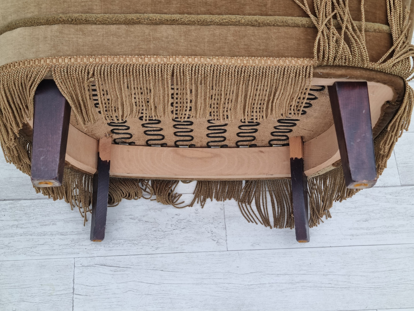 1960s, Danish high back armchair, original upholstery, green velour.