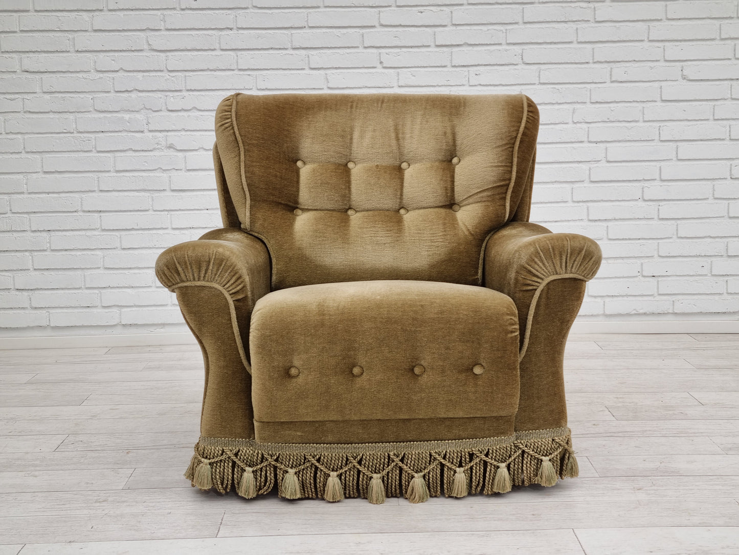 1970s, Danish vintage club chair, original velour upholstery.