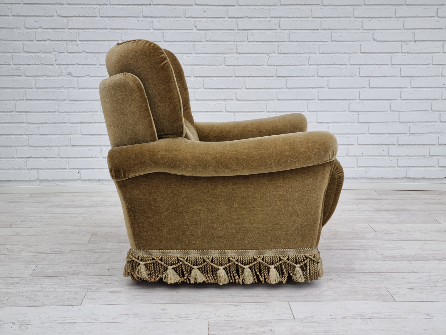 1970s, Danish vintage club chair, original velour upholstery.