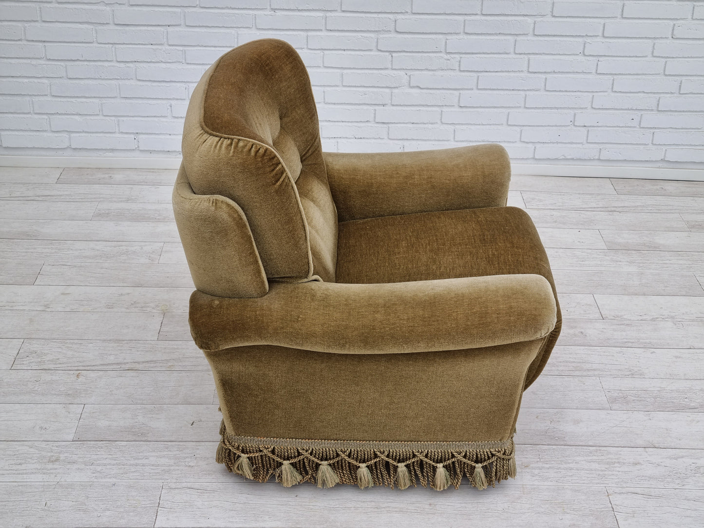 1970s, Danish vintage club chair, original velour upholstery.