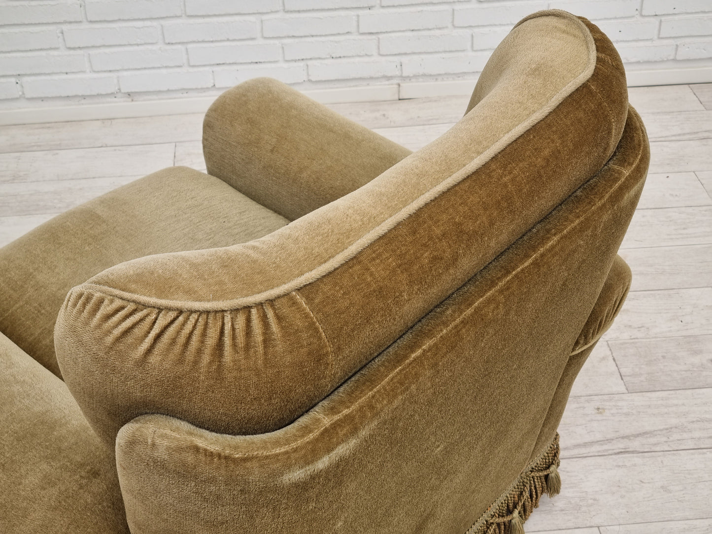 1970s, Danish vintage club chair, original velour upholstery.