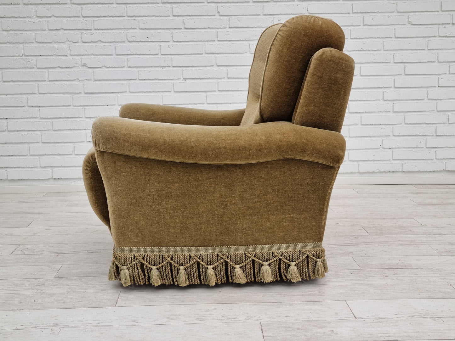 1970s, Danish vintage club chair, original velour upholstery.