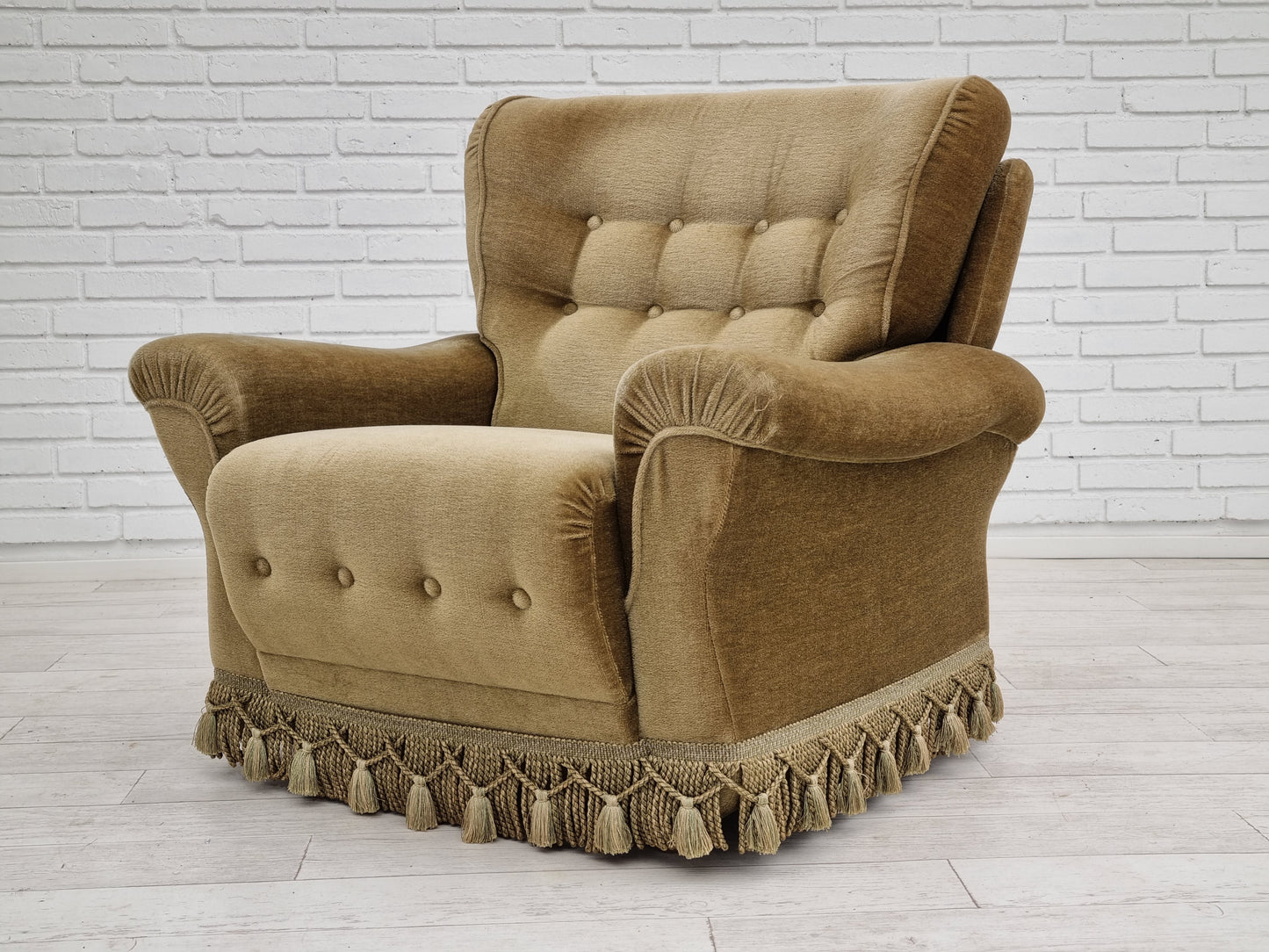 1970s, Danish vintage club chair, original velour upholstery.