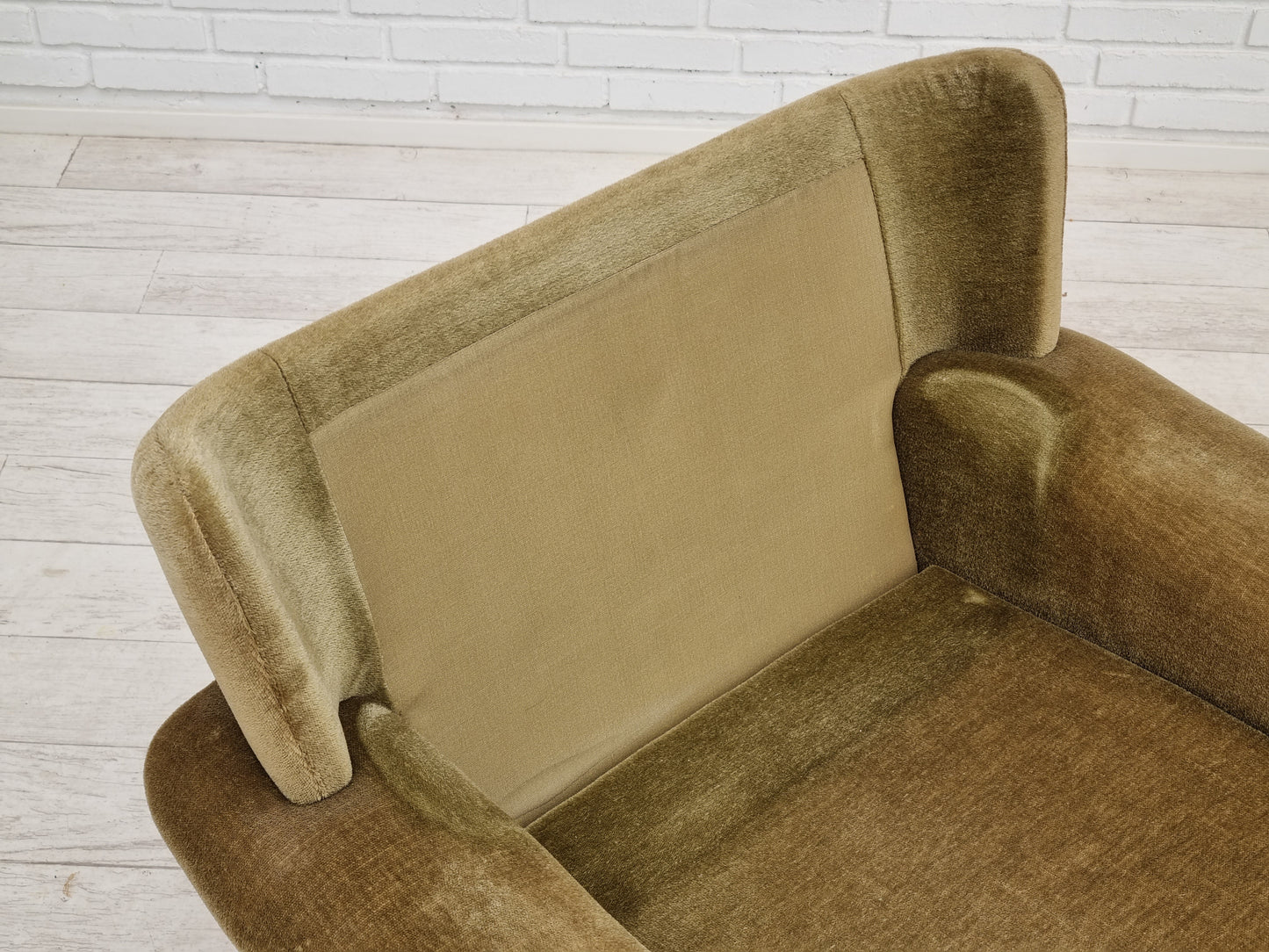 1970s, Danish vintage club chair, original velour upholstery.