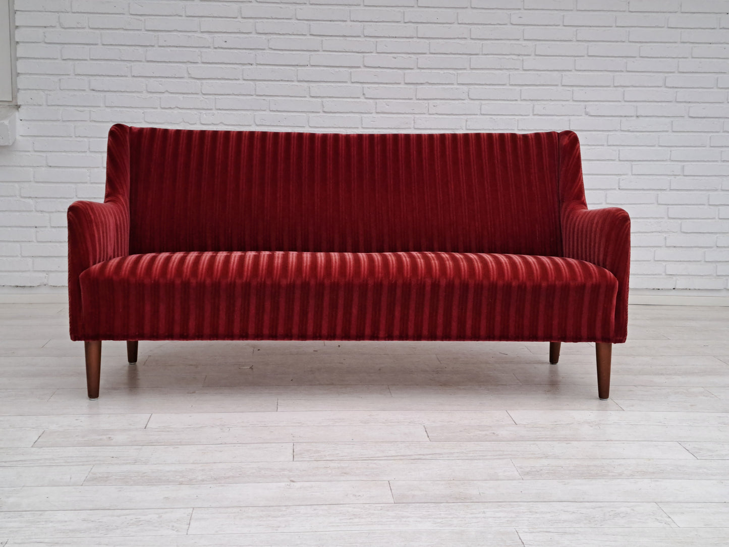 60s, Danish design, sofa set, 2 armchairs + sofa, velour, original very good condition.