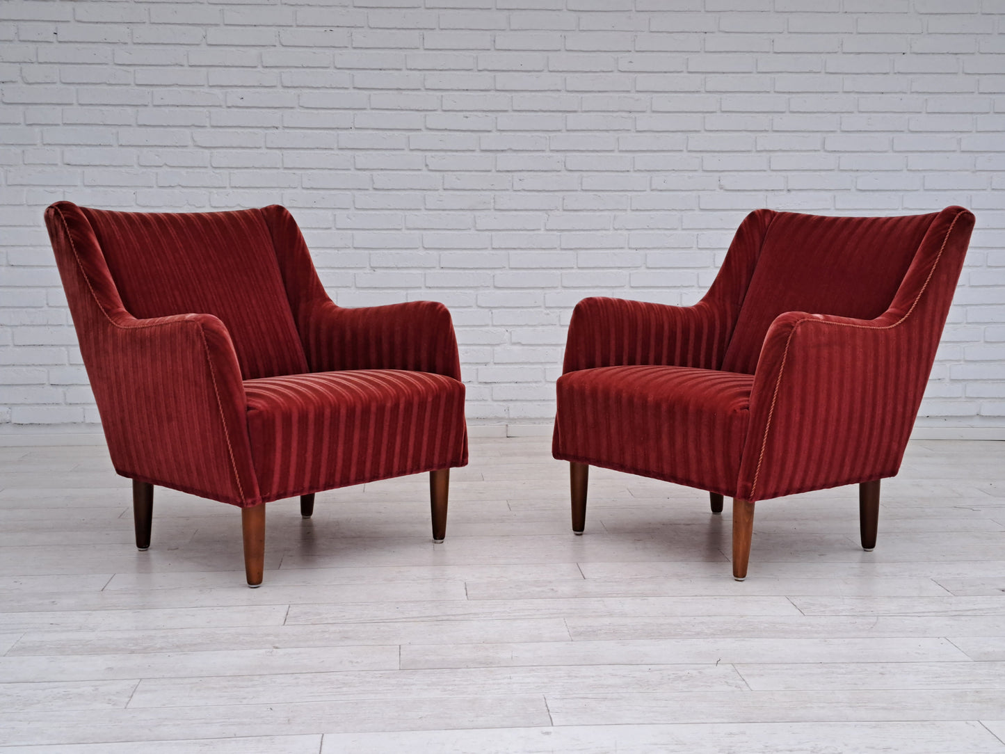 60s, Danish design, sofa set, 2 armchairs + sofa, velour, original very good condition.