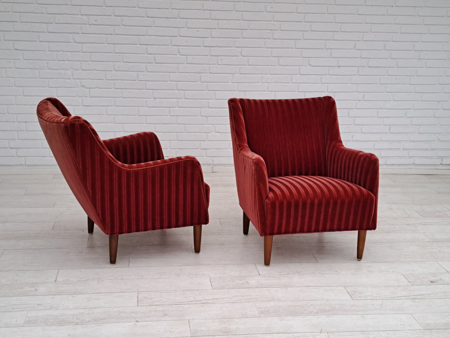 60s, Danish design, sofa set, 2 armchairs + sofa, velour, original very good condition.