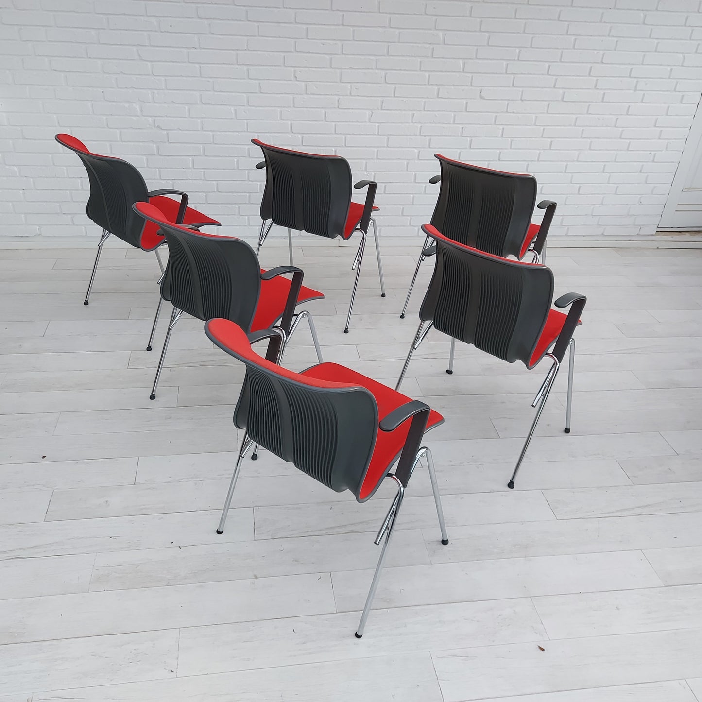 90s, Danish design by Alfred Homann, set of six "Ensemble" chairs, original condition.