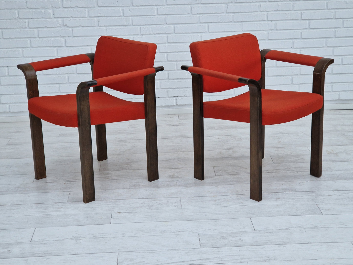 1980s, Danish design by Magnus Olesen, pair of armchairs, original condition.