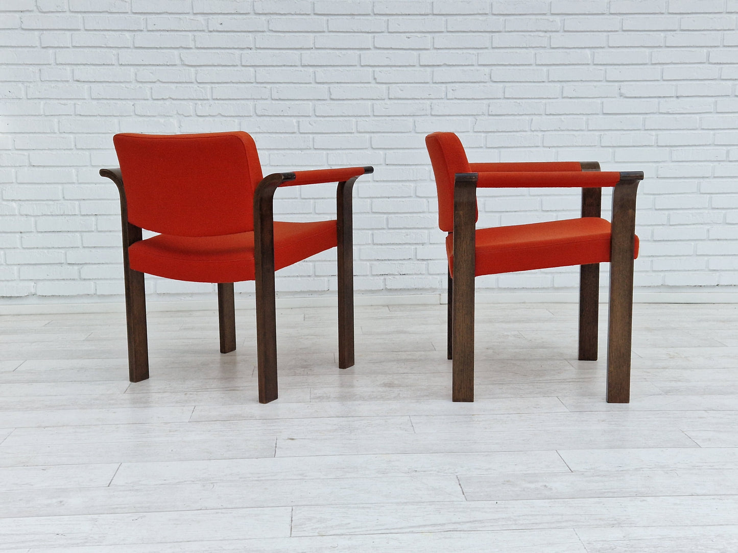 1980s, Danish design by Magnus Olesen, pair of armchairs, original condition.