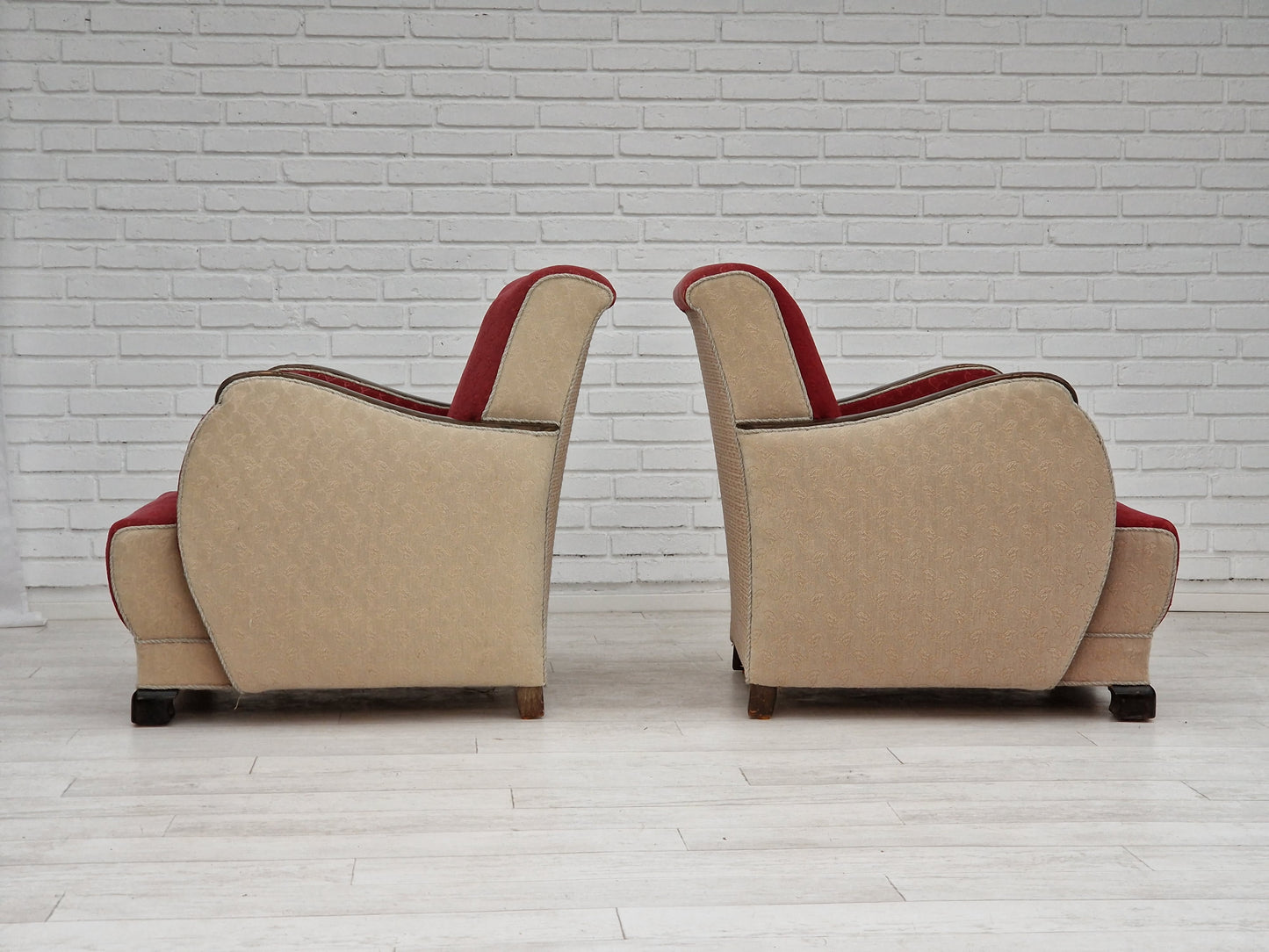 1950s, Scandinavian art deco, pair of two chairs, original condition.